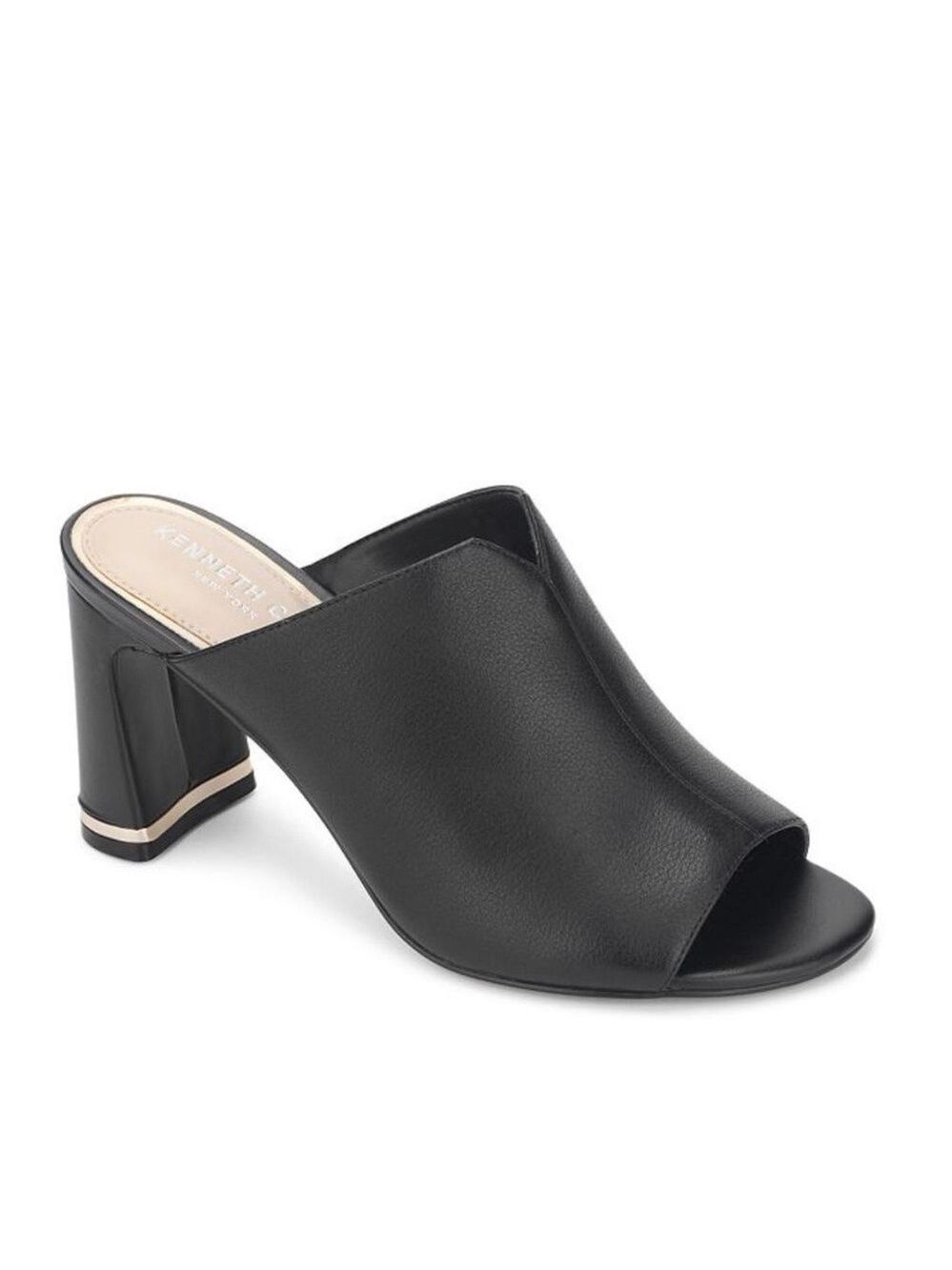 Kenneth Cole Amelia Leather Flare Mule Heeled Sandal - NWT